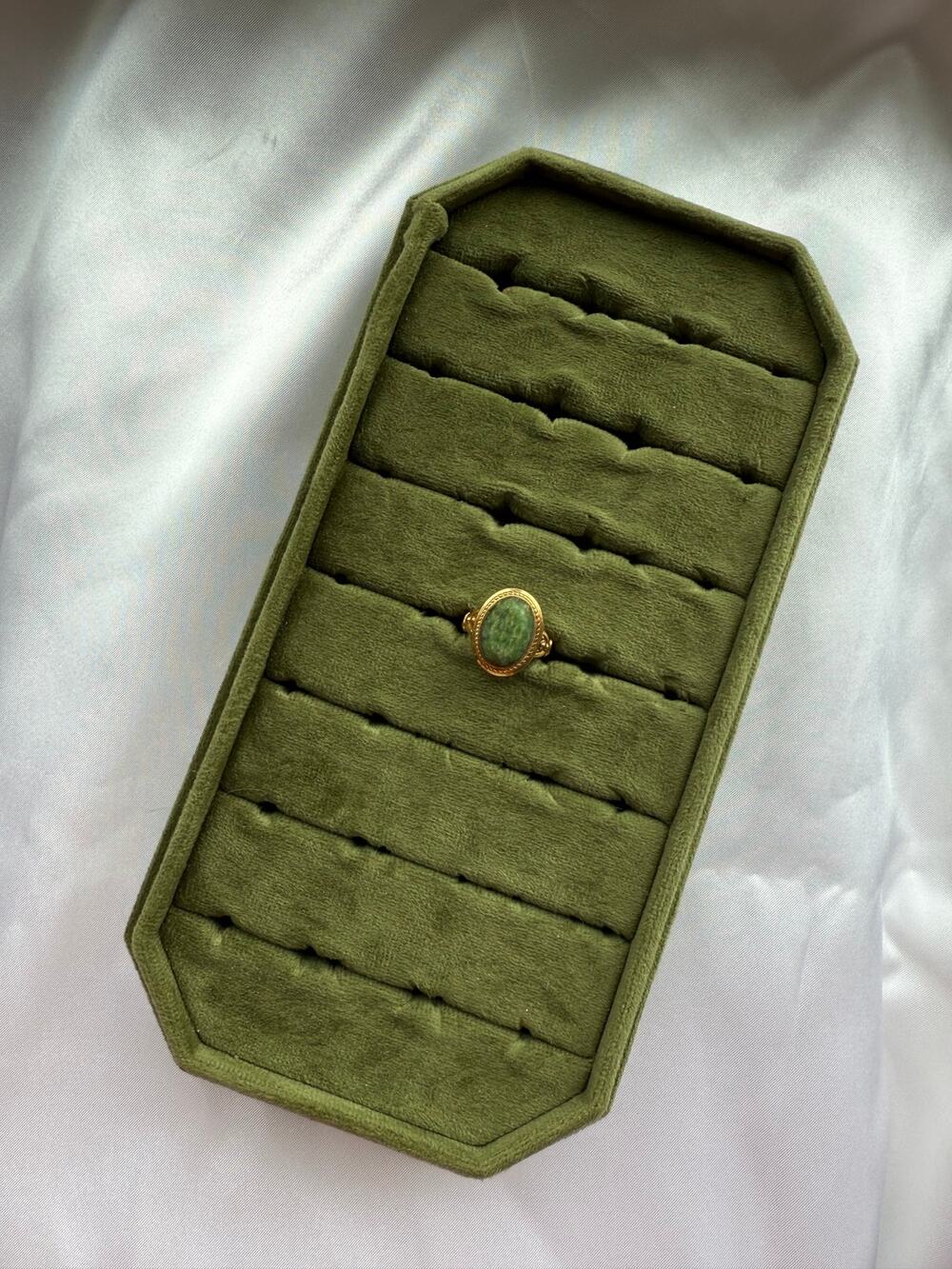 Gold Jade Adjustable Ring Size 7